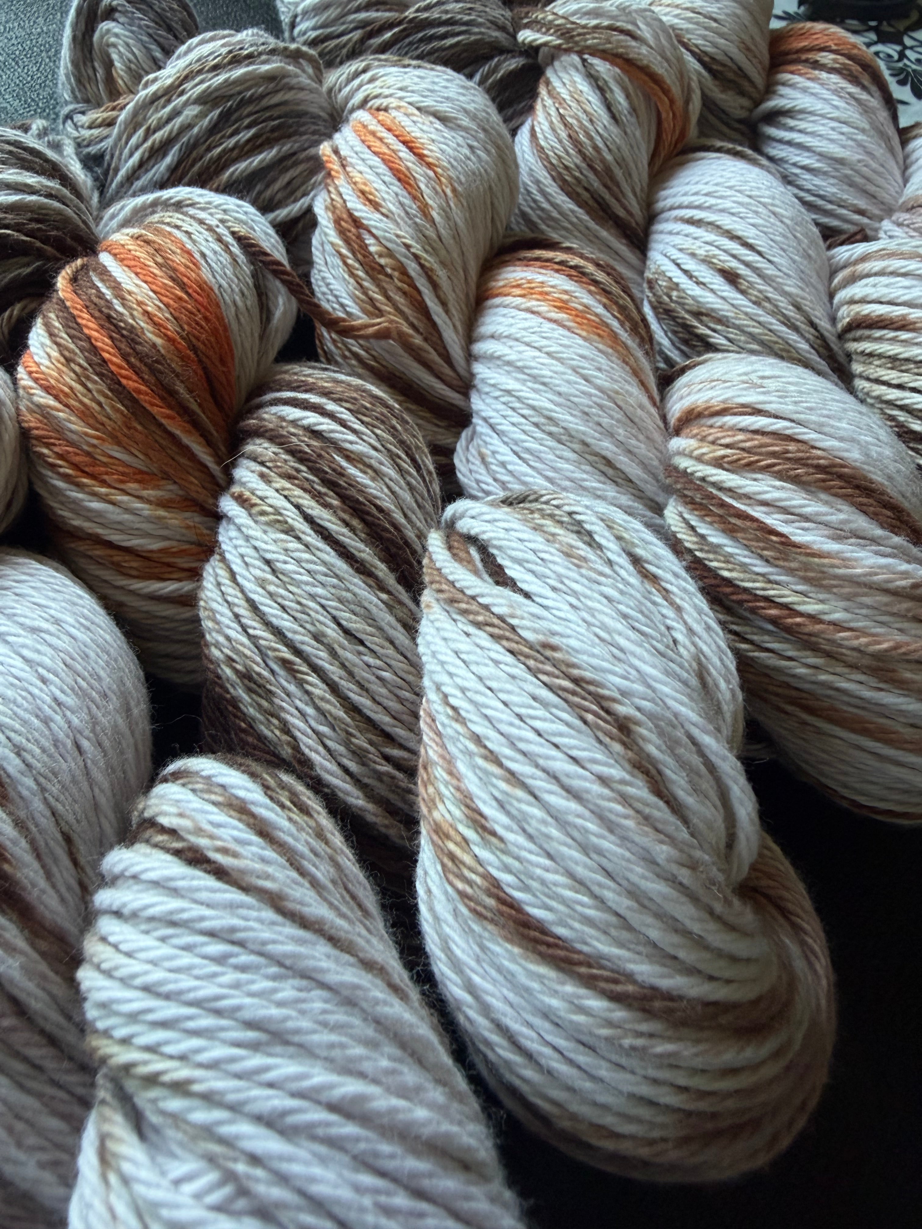 sardonyx | Hand Dyed Cotton Yarn | Orange Brown Taupe Grey August Birthstone | Crochet Yarn | 100g/160yds
