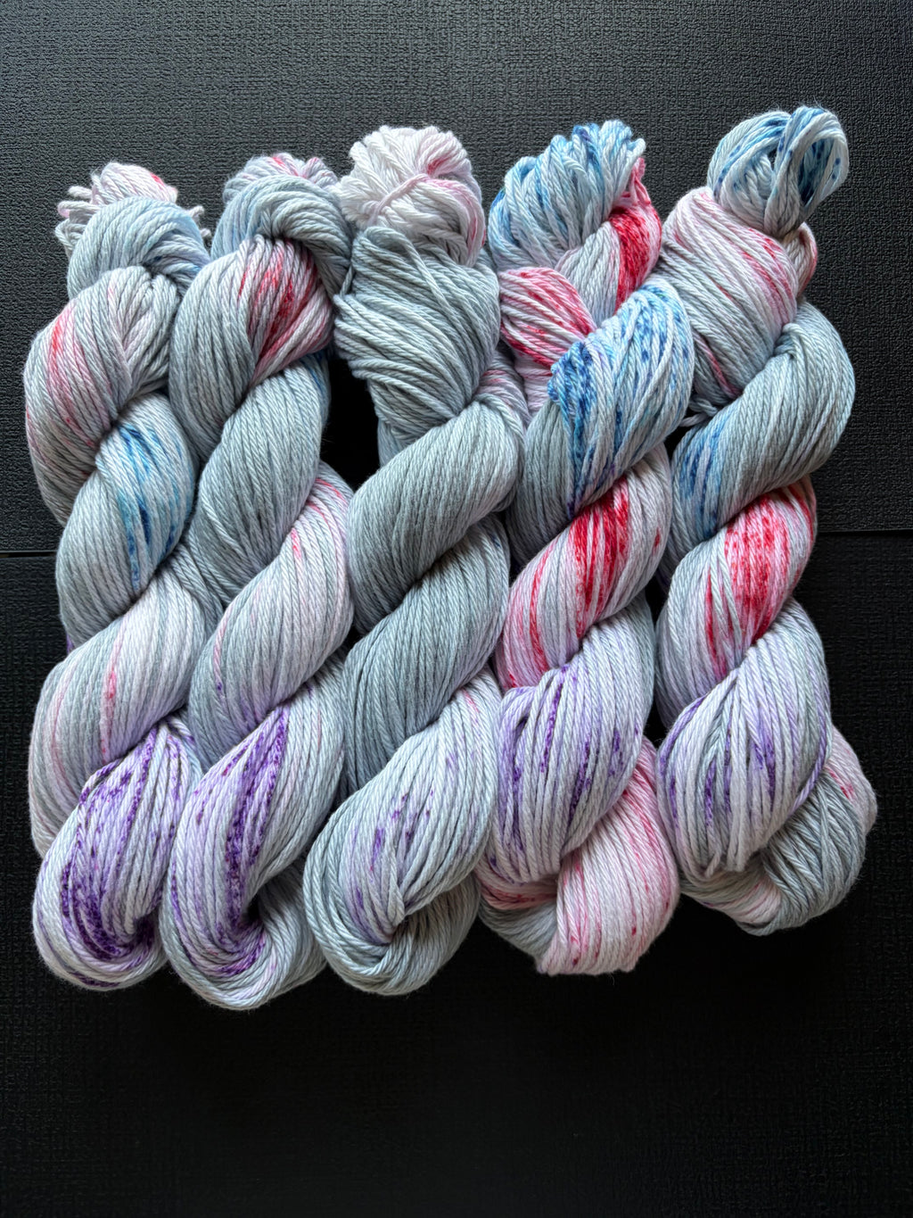 frosted florals | Hand Dyed Cotton Yarn | Misty Grey Rainbow Speckle | Indie Dyer | 100g/160yds