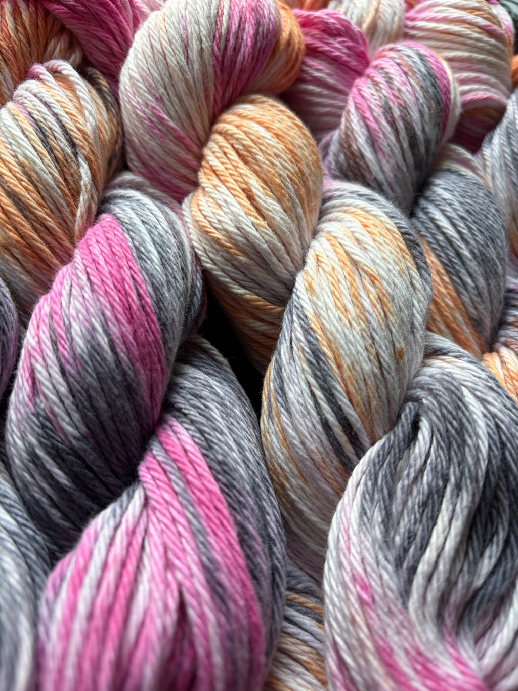 mini: october in miami | Hand Dyed Cotton Yarn | Hot Pink Orange Black Halloween | Mini Skein | 50g/80yds