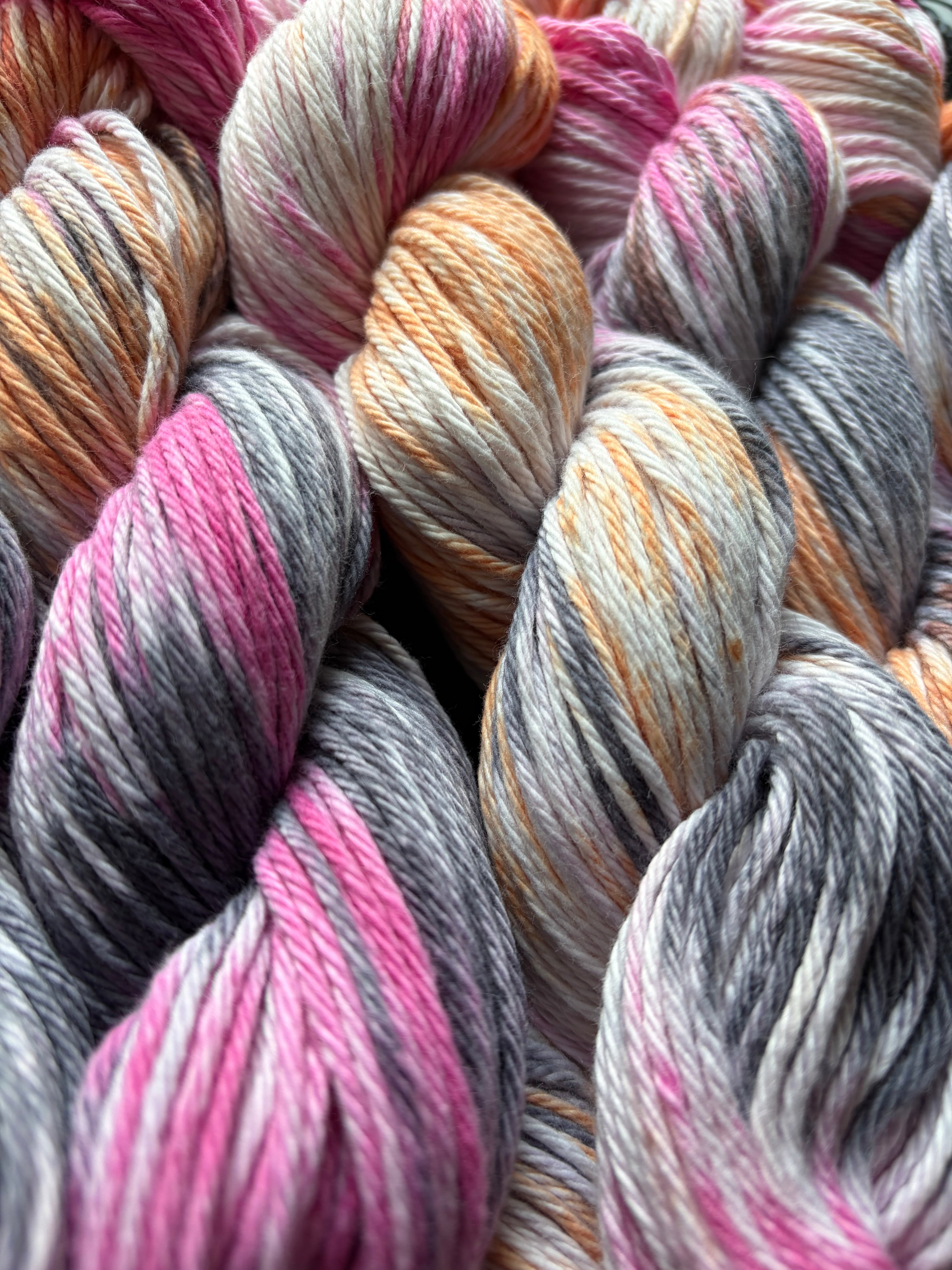october in miami | Hand Dyed Cotton Yarn | Hot Pink Orange Black Halloween | Crochet Yarn | 100g/160yds