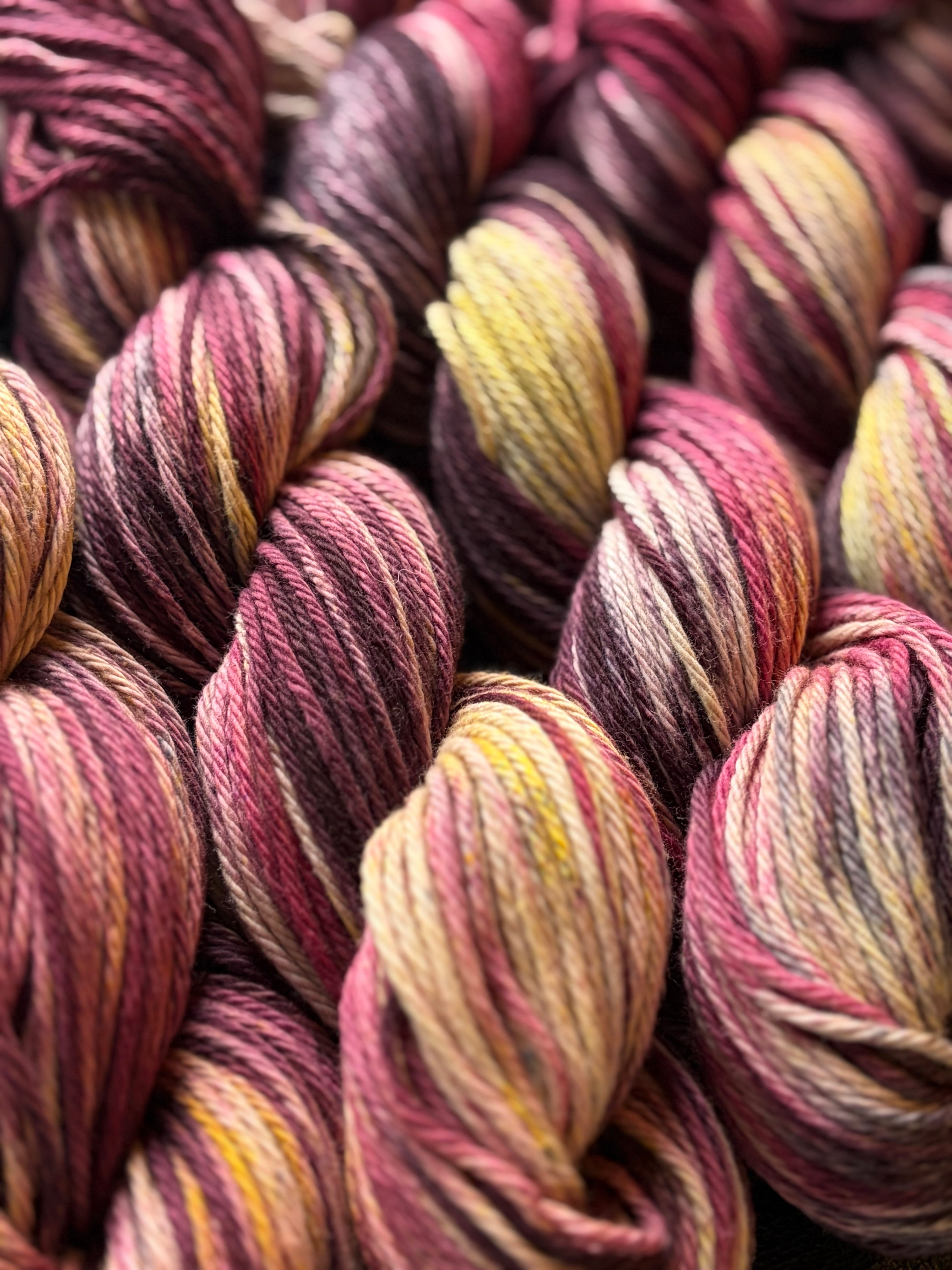 fearless lion | Hand Dyed Cotton Yarn | Burgundy Grey Golden Yellow | Crochet Yarn | 100g/160yds