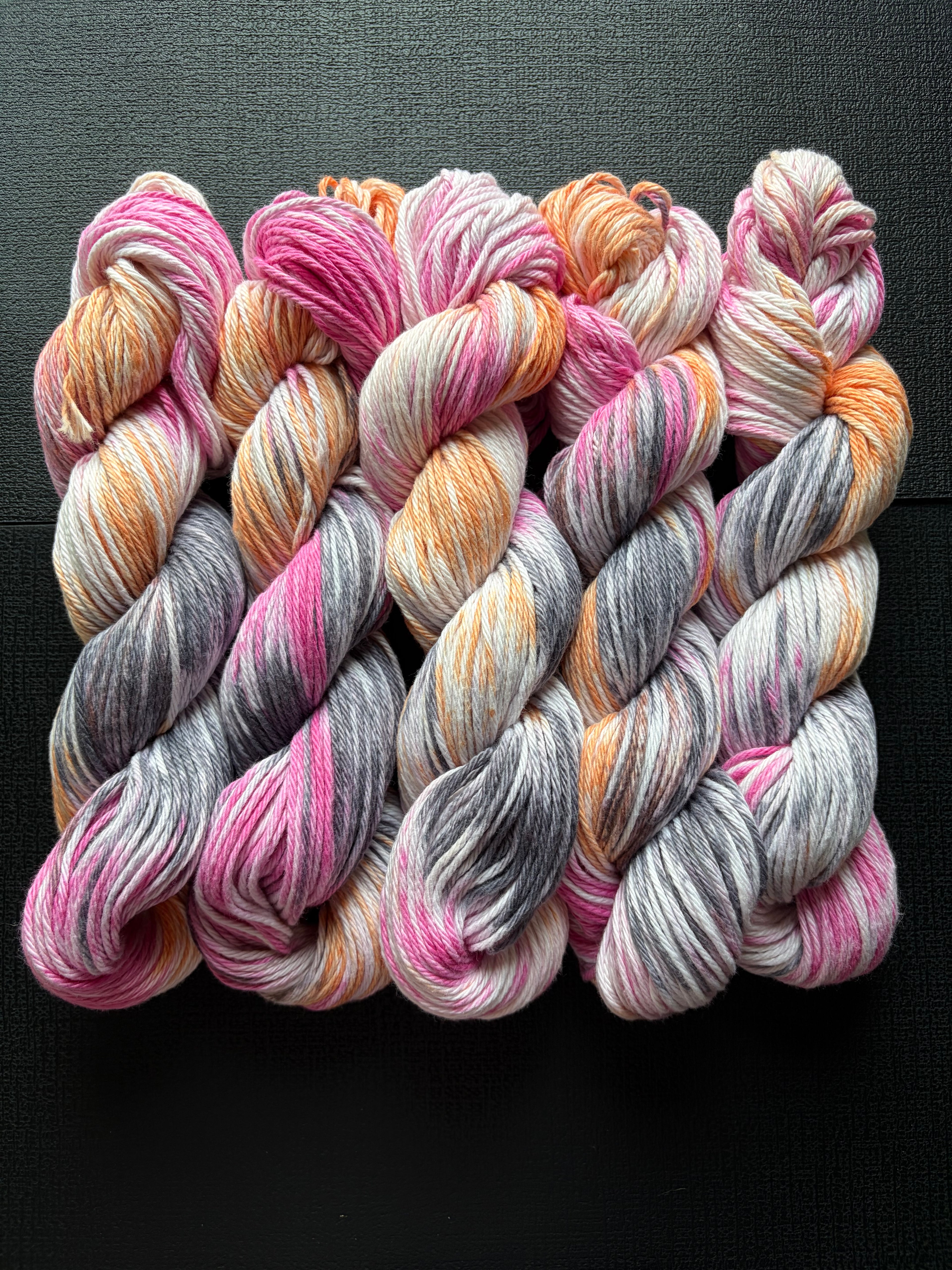 october in miami | Hand Dyed Cotton Yarn | Hot Pink Orange Black Halloween | Crochet Yarn | 100g/160yds