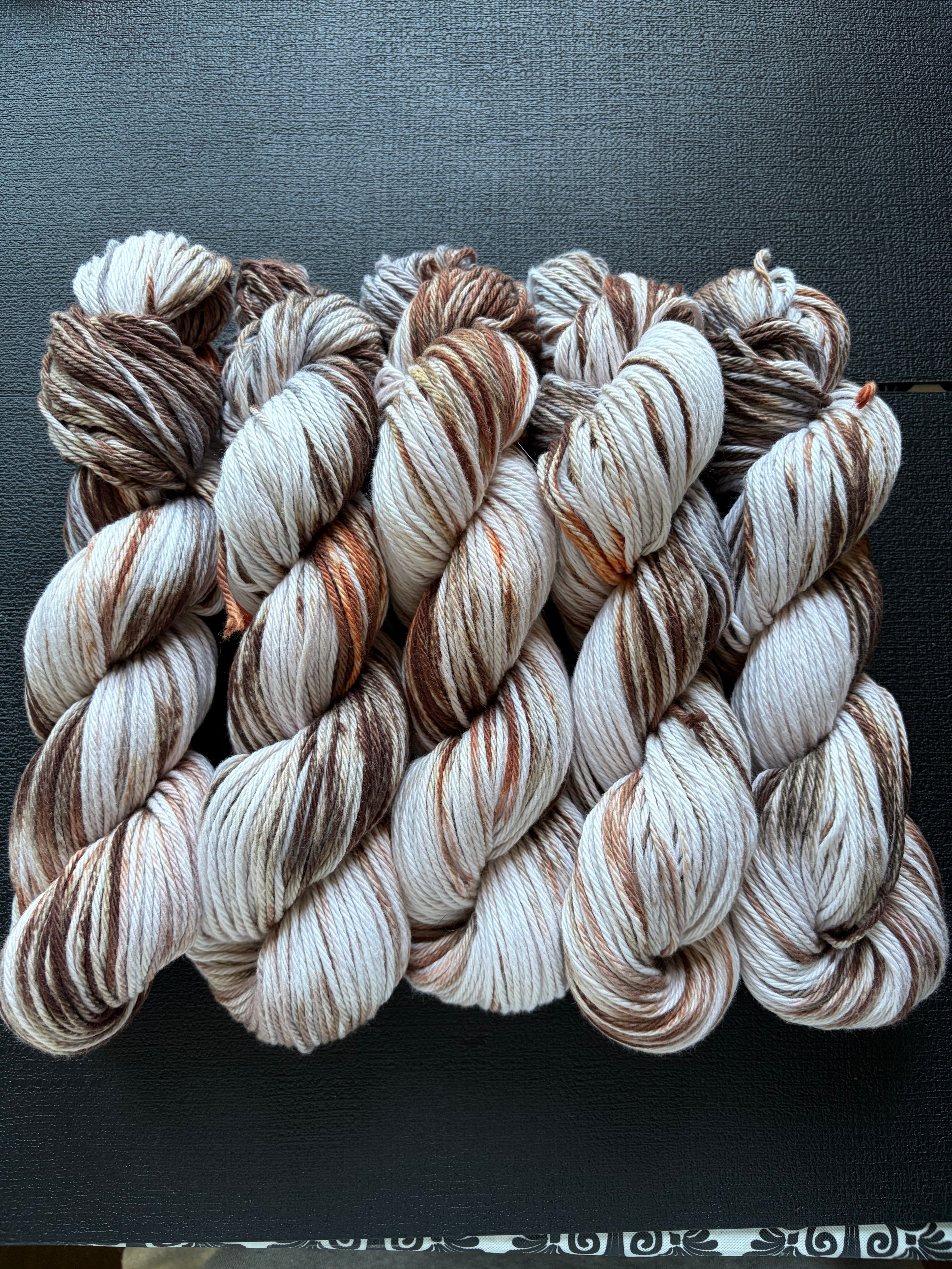 sardonyx | Hand Dyed Cotton Yarn | Orange Brown Taupe Grey August Birthstone | Crochet Yarn | 100g/160yds
